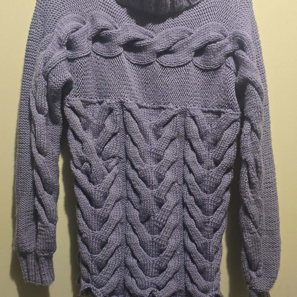 Donna Karan Collection Sweater Cable Knit Turtleneck 100% Cotton Size L EC